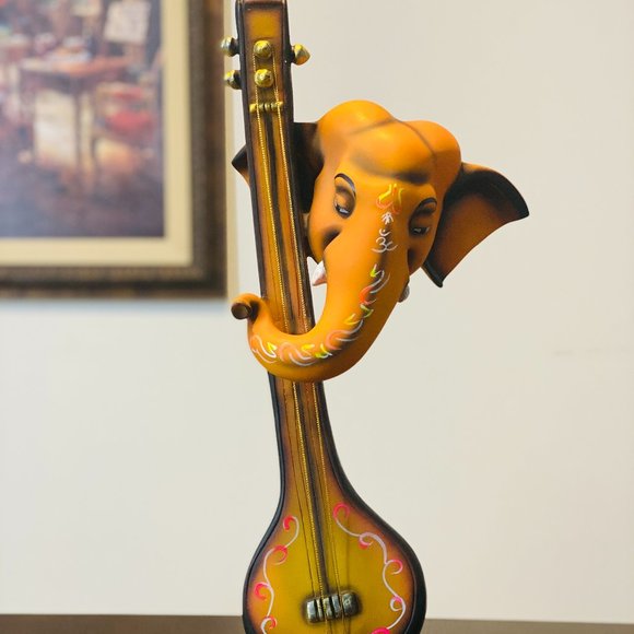 Hindu God Lord Ganesha with Sitar for Home Decoration - Picture 1 of 1